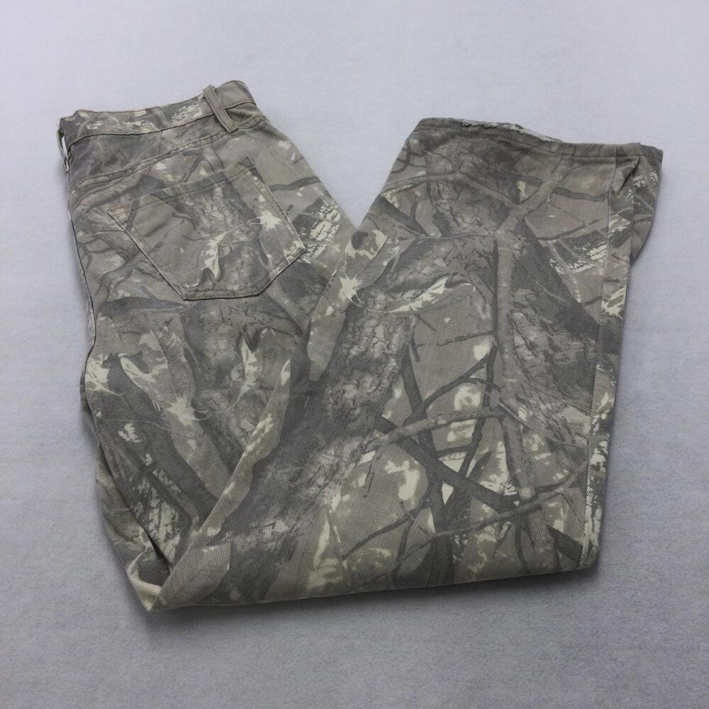 RSQ Baggy Jeans Mens 29x30 Gray Camouflage Relaxed Wide Leg Denim Zip Fly Casual